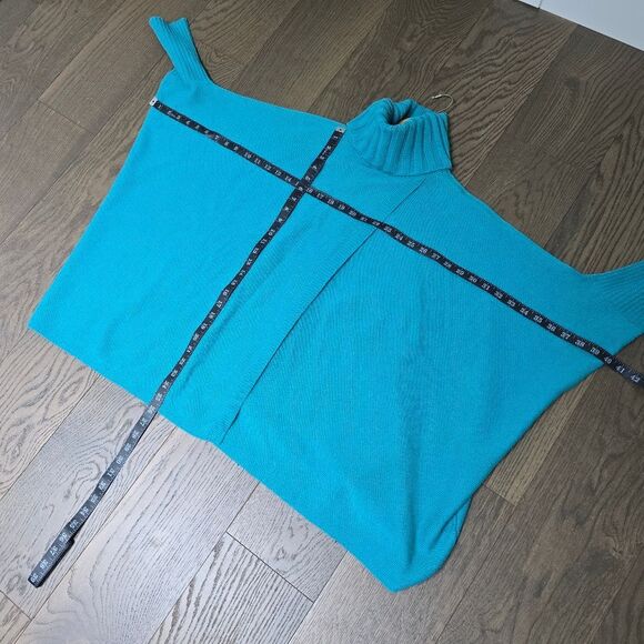 Diane Von Furstenberg Ahiga Turtleneck Poncho Wool Cadhmere Sweater in Turquouse - Picture 9 of 14